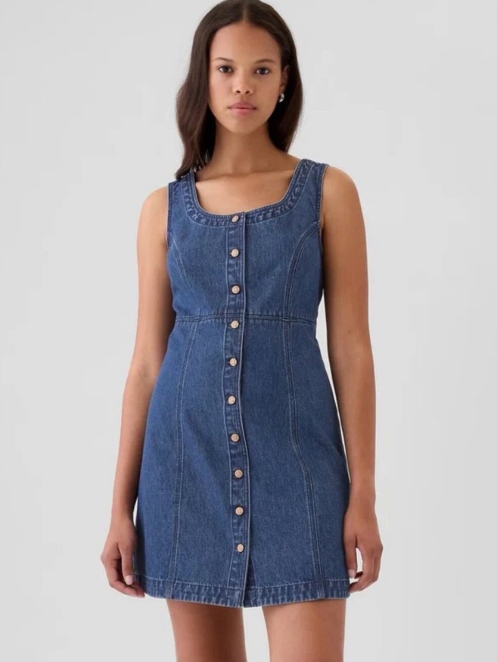 GAP Denim Button-Front Mini Dress